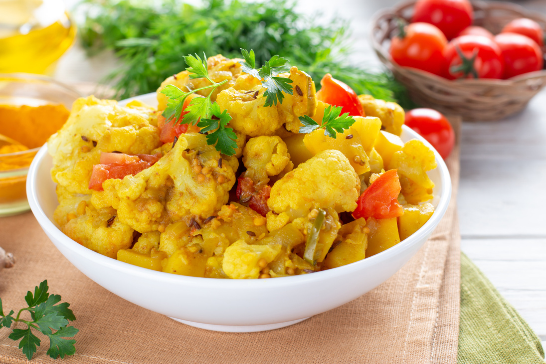 Indian Style Cauliflower and Potato Curry, Aloo Gobi - Vegetarian Dish